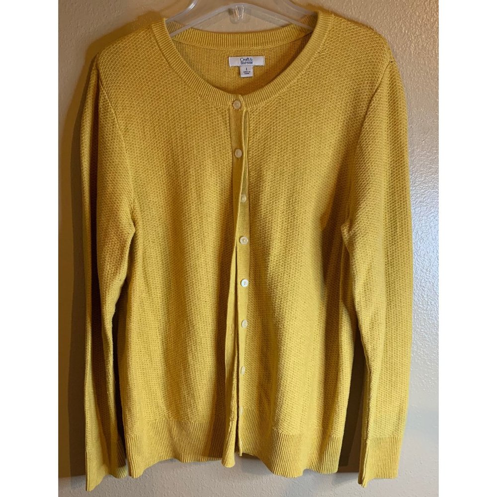 Croft & Barrow Long Sleeve Button Down Cardigan Sweater Size L